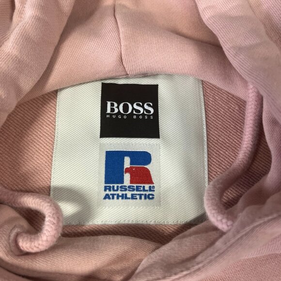 BOSS x Russell Athletic Hoodie Mens Medium Pullover Sweatshirt Boss Athletic Y2K - Picture 3 of 7